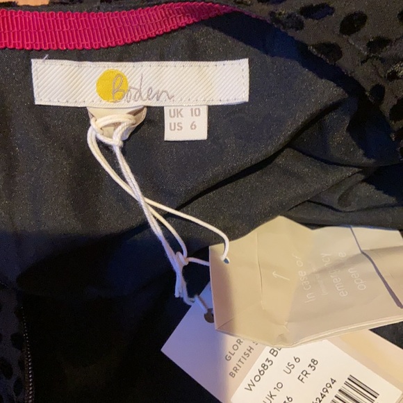 Boden Dalmatian Print Velvet Burnout Dolores Black Dress 6 - Picture 15 of 15